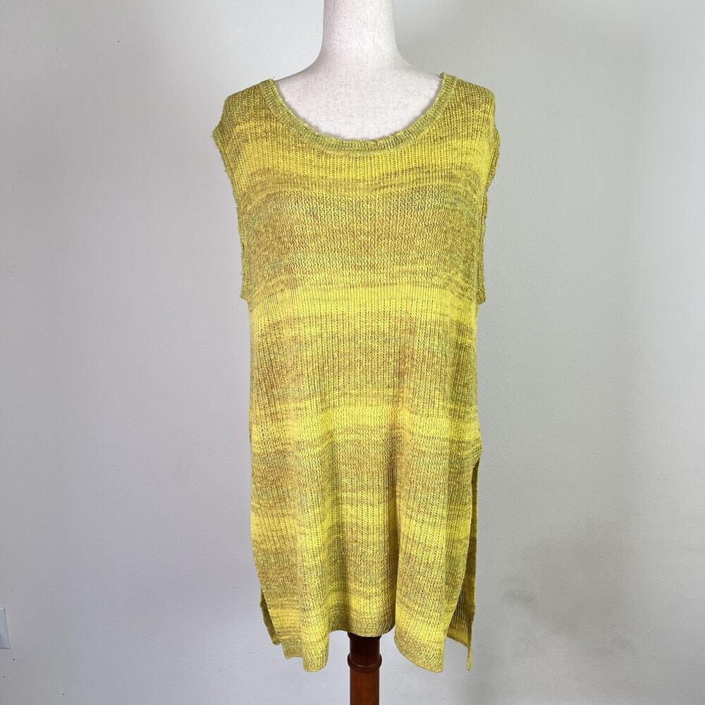 Free People Always Sunny Days Sweater Size Medium Yellow Striped Tank Long Tunic